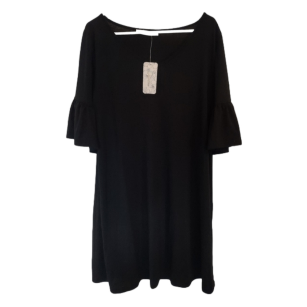 Black Ruffle Sleeve Shirt Dress Size XL
